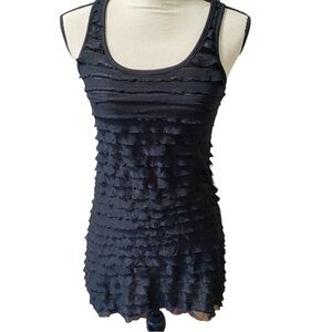 Inc Sleeveless Ruffled Black Womens Tunic Top (S)